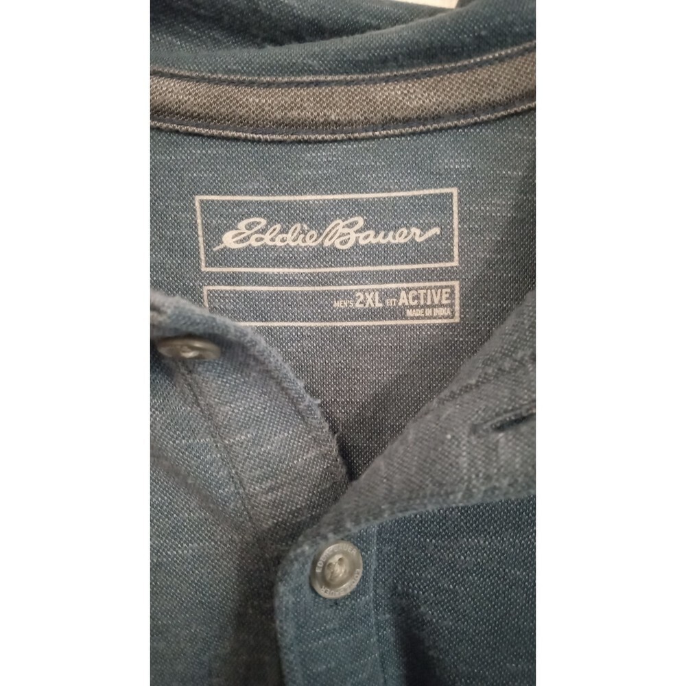 Eddie Bauer Blue active Modal blend button collar‎ tee - Picture 3 of 6